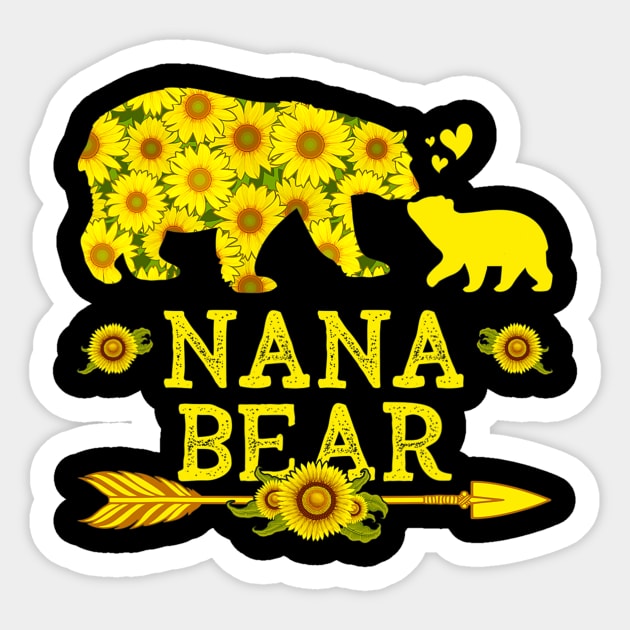 Funny Nana Bear Sunflower Mothers Day Fathers Day Sticker by Olegpavlovmmo